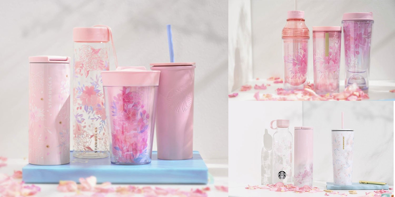 Spring Starbucks Tumblers Have Intricate Cherry Blossoms & Hummingbird