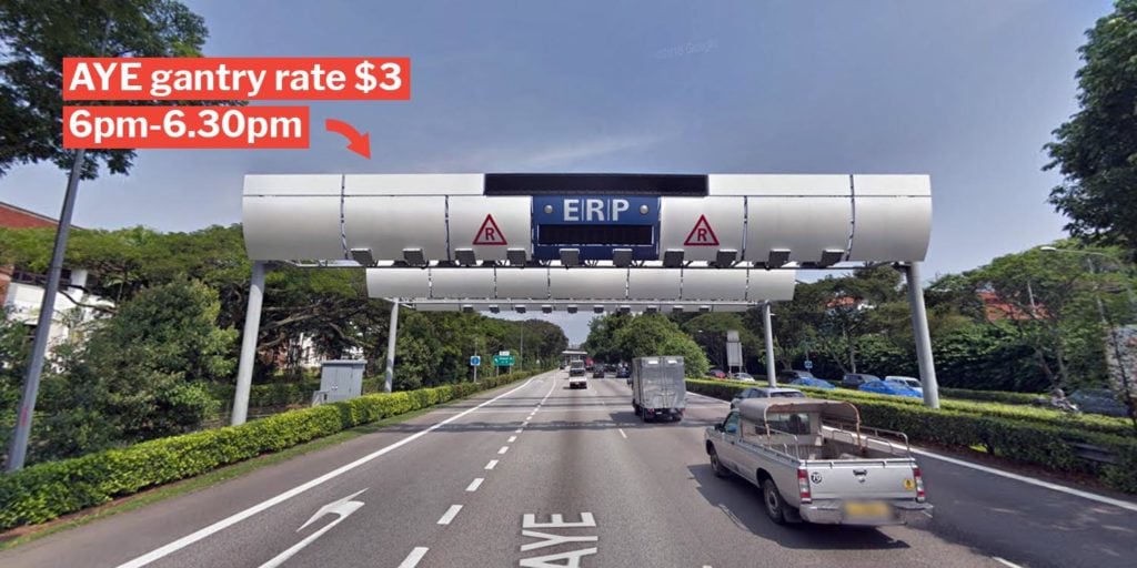 ERP Rates Will Increase By 1 At 3 Gantries Along AYE, CTE & PIE From 5 Aug