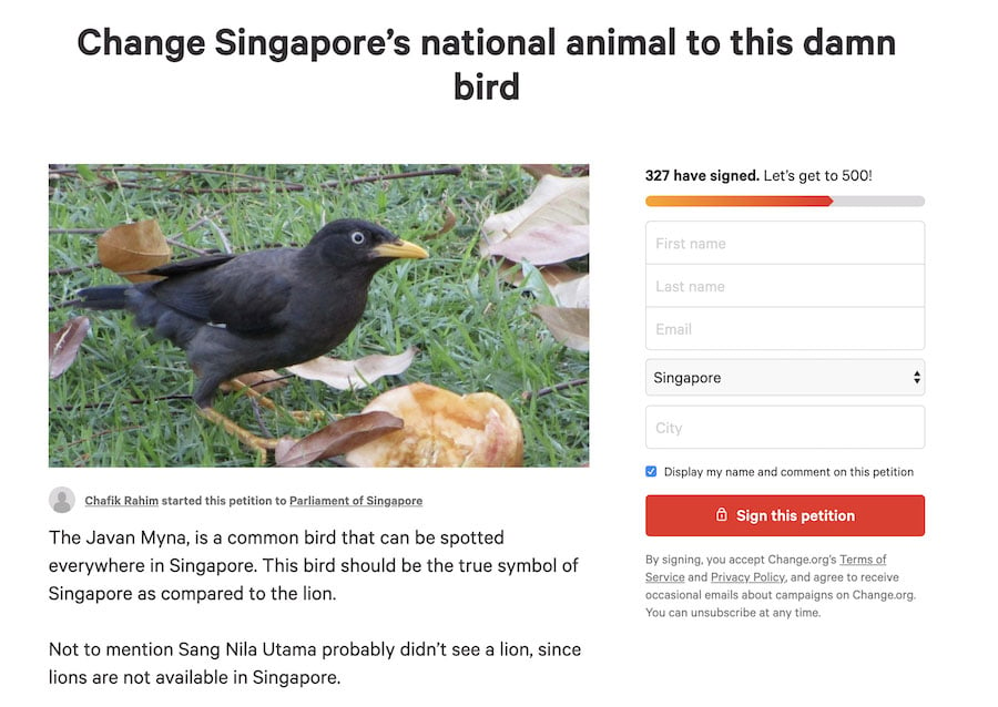 Singapore's National Animal Should Be A Myna Not A Lion, Proclaims This  Hilarious Petition