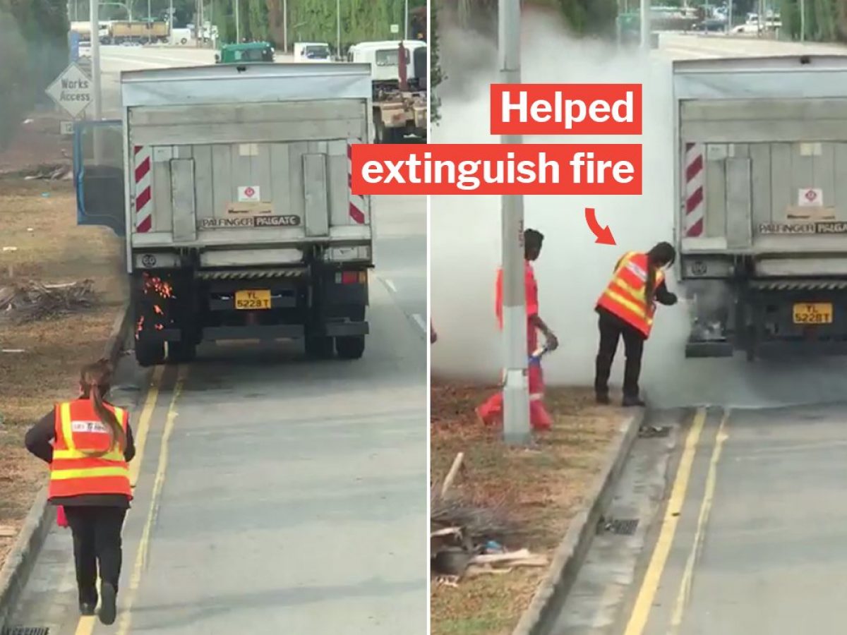 Sbs Driver Stops Bus To Put Out Blaze In Tuas After Seeing Truck On Fire