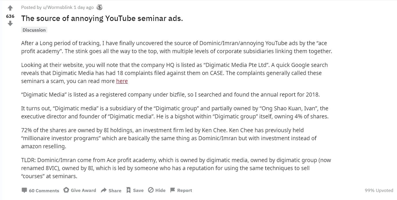 Youtube Ads With Imran Dominic Allegedly Trace Back To Same Company Group Imran Responds To Redditor S Claims