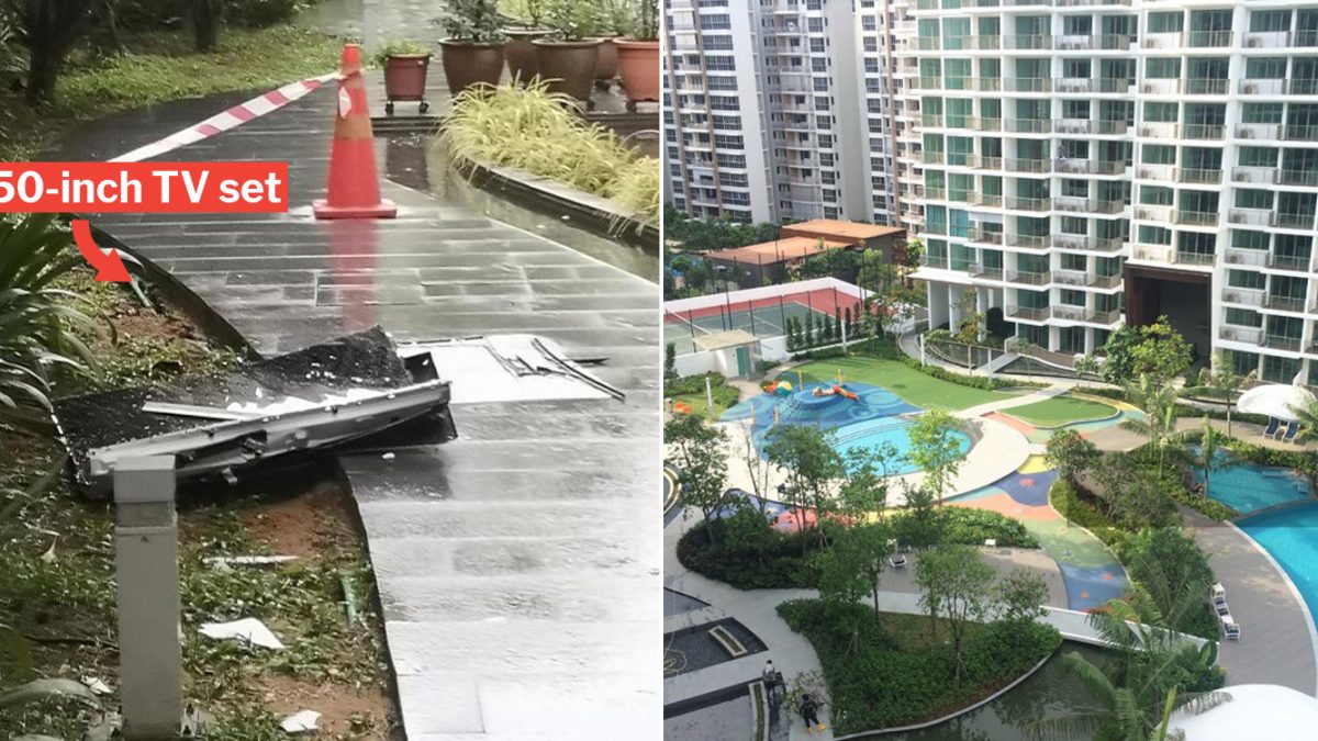 Lady In Pasir Ris Dramatically Hurls TV Off 10th Floor, No One Was Hurt  Except For Mr Telly