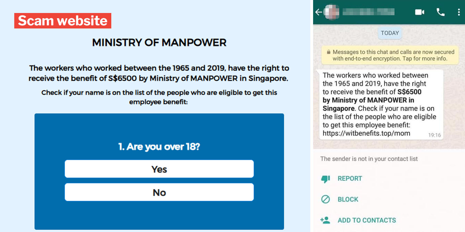 New Whatsapp Scam Claims S Porean Are Eligible For 6 500 Benefits Mom Says It S Fake