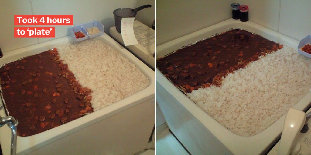 Japanese Man Fills Bathtub With Ridiculously Huge Curry Rice Bento ...
