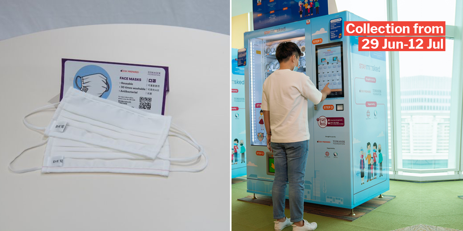 Collect 2 Free Reusable Masks From Temasek Foundation Vending Machines Starting 29 Jun