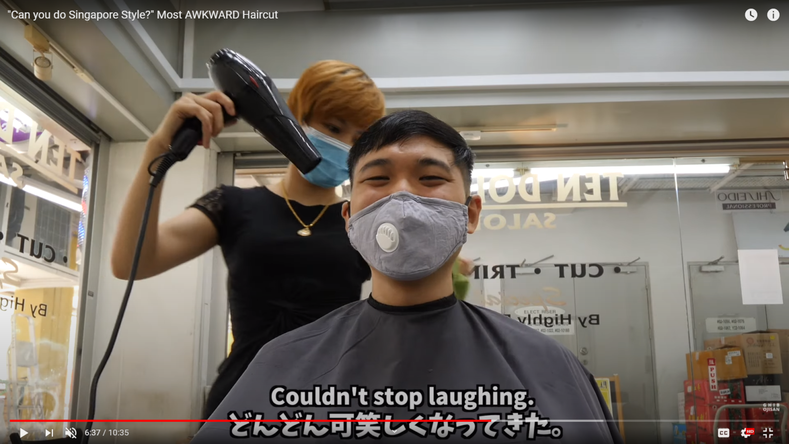 Japanese YouTuber Asks Chinatown Barber For "S'pore Style" Haircut In Hilarious Video