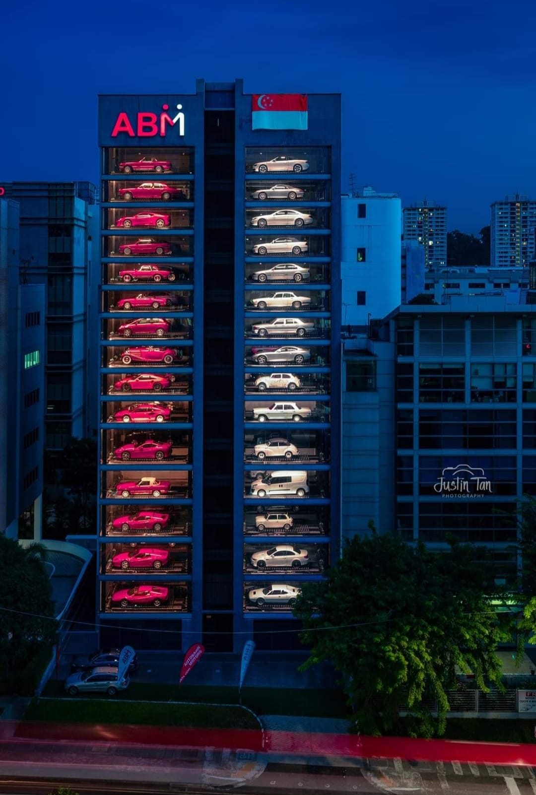 red and white cars