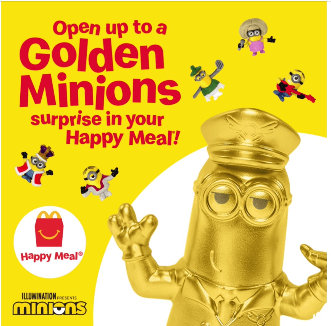 Official Minions Happy Meal Toys McDonald's 2021 GOLDEN MINION IN EACH PACK ! 