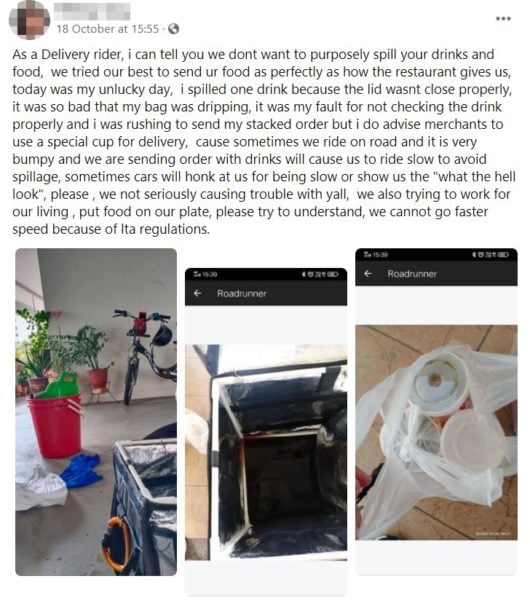 Food Delivery Rider Shares Struggles Of Transporting Drinks Safely ...