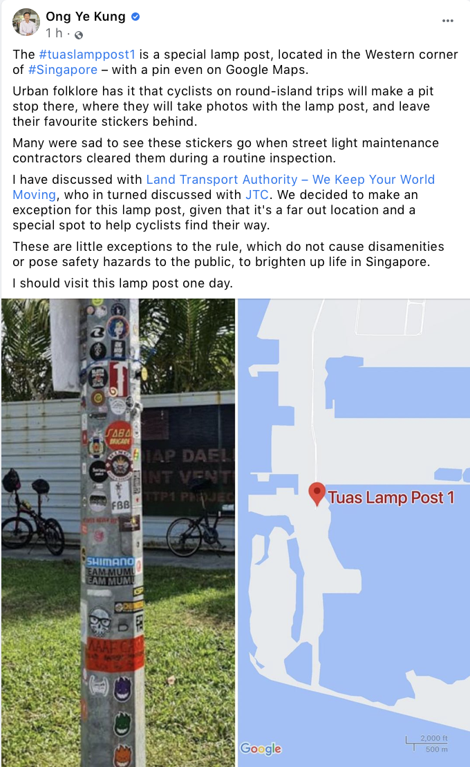 Stickers On Iconic Tuas Lamp Post Will, How Many Lamp Post 1 In Singapore
