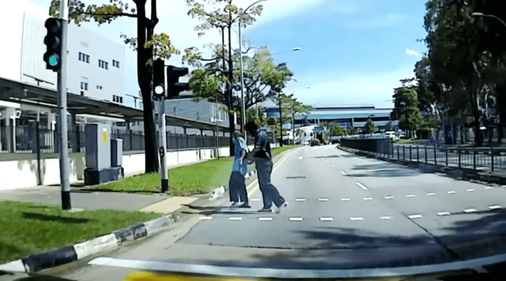 Elderly Man Struggles To Cross Road At Changi In Time, Lorry Driver ...