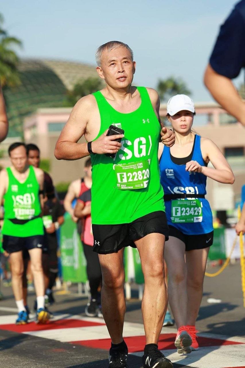 58-year-old man running 