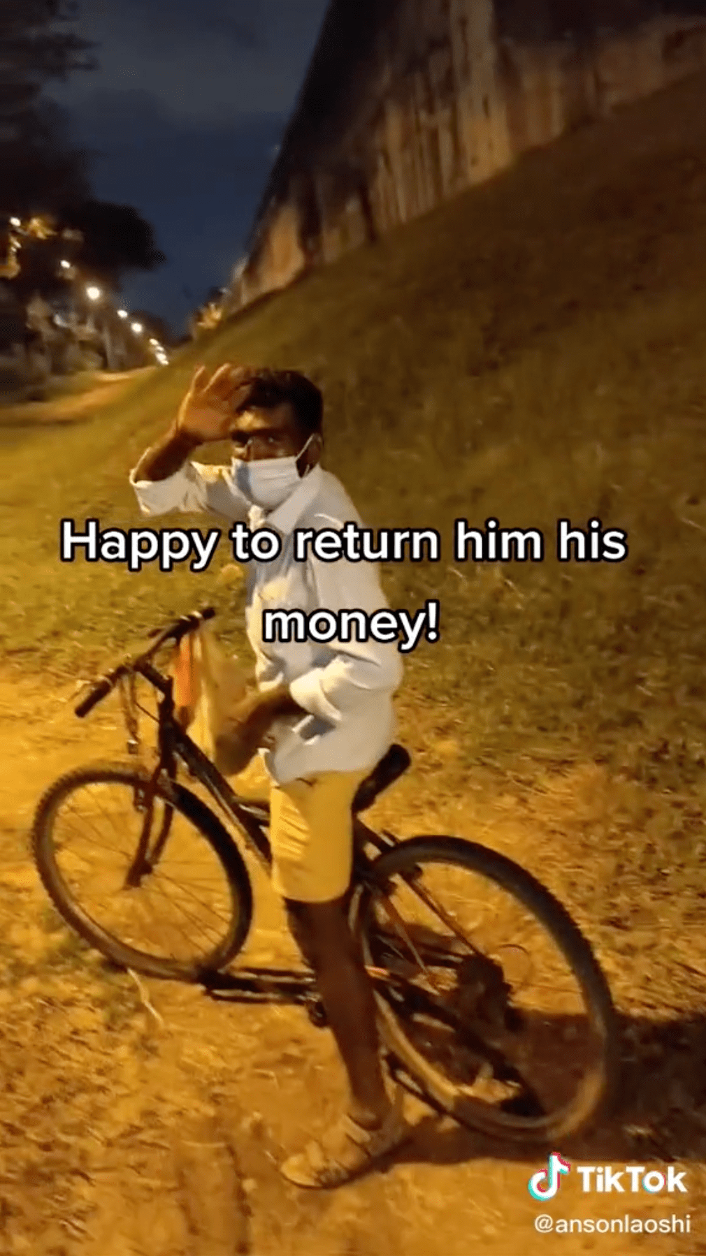 man runs return money