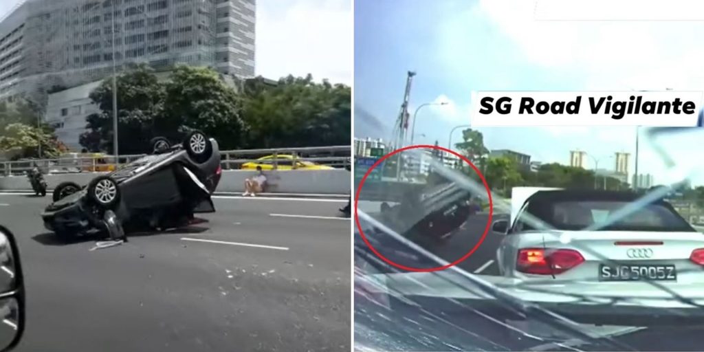 PIE MultiVehicle Accident Causes Car To Flip Over, 3 Including Baby