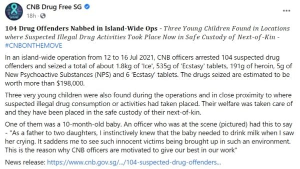 CNB Officer Prepares Milk For Baby In Drug Raid, Among 3 Young Kids Found
