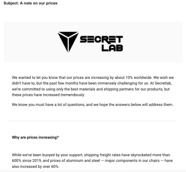 Secretlab Revises Chair Prices Upwards By 10 Due To Material