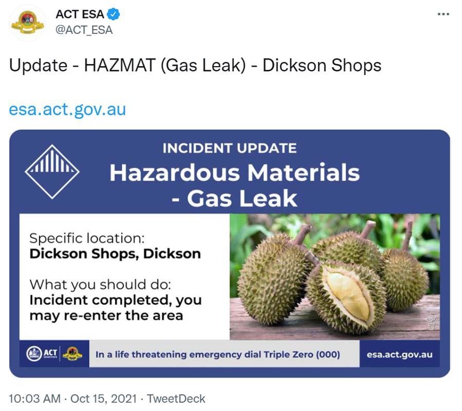 smelly durians gas leak