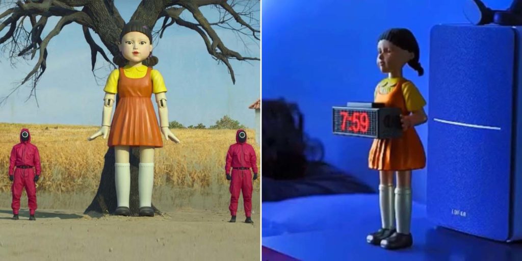 This Squid Game Doll Alarm Clock Wakes You Up With Creepy Tunes & Bullets