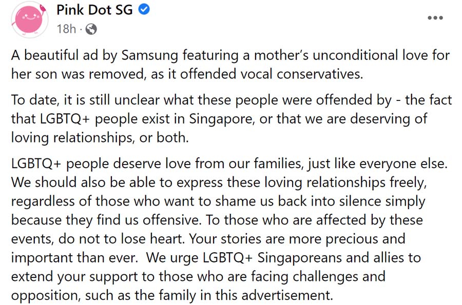 pink dot samsung ad controversy