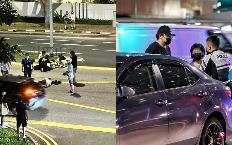 Car Hits 2 Men Near Tanjong Pagar CC, Vaccination Centre Staff Administer First Aid