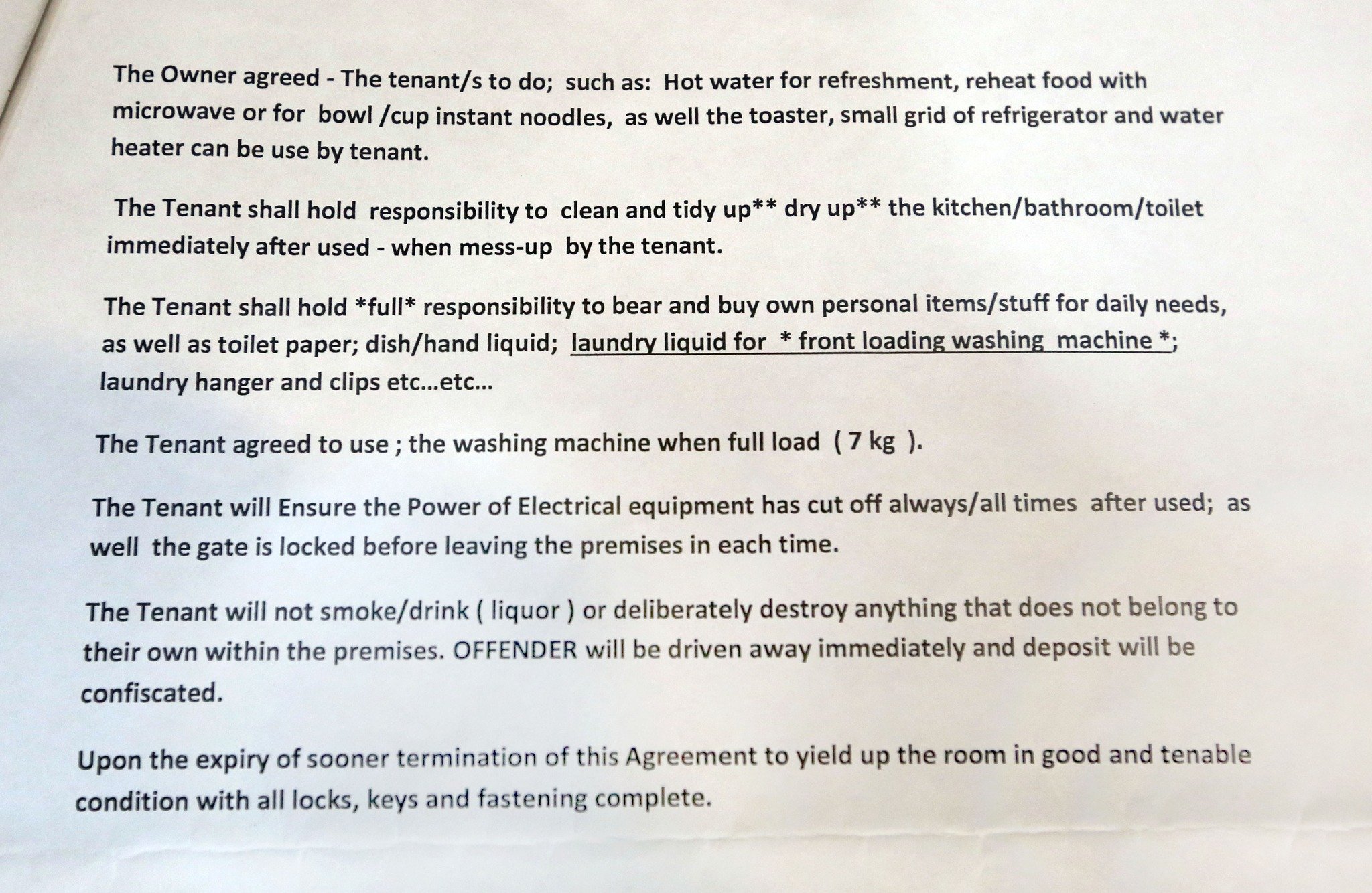 Hougang landlord strict rules
