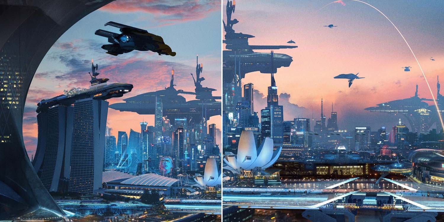 S'pore Looks Like A Star Wars City In 2089, With Spaceships Flying Over Marina Bay Sands