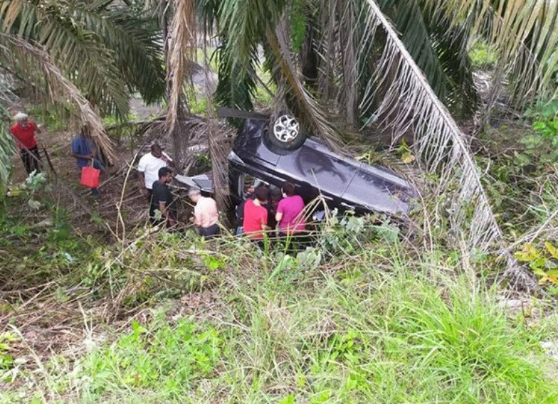 car overturns johor