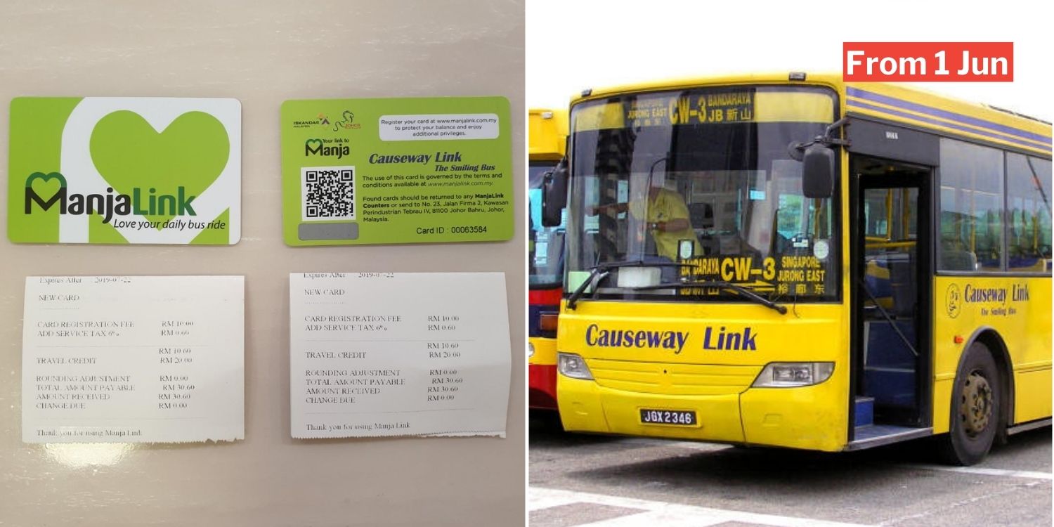 S’pore To JB Causeway Link Buses To Use Cashless Payments, Commuters Should Get ManjaLink Cards