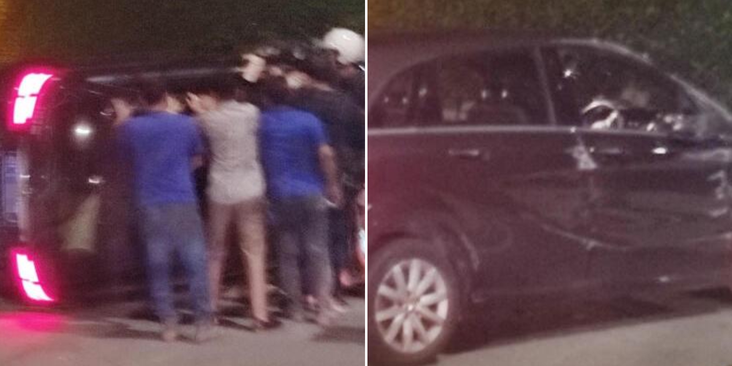 Woman Trapped In Overturned Car At Chinatown, Rescued By Foreign Workers & Motorists