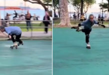 Elderly Uncle Slays On ECP Skating Rink, Graceful One-Legged Tricks Leave Viewers In Awe