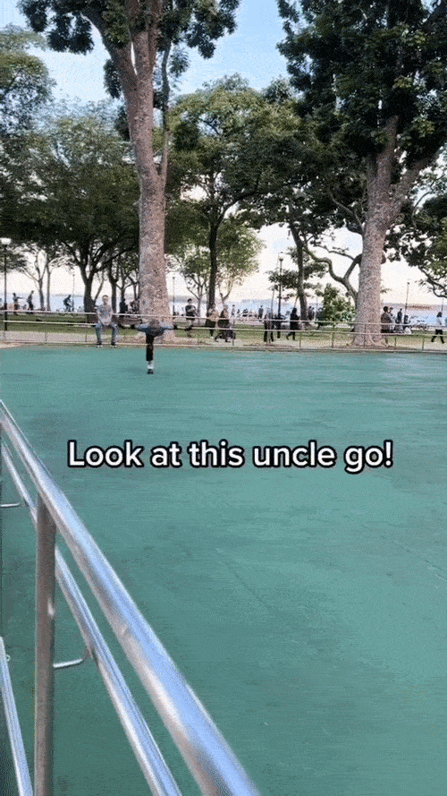 elderly uncle skating