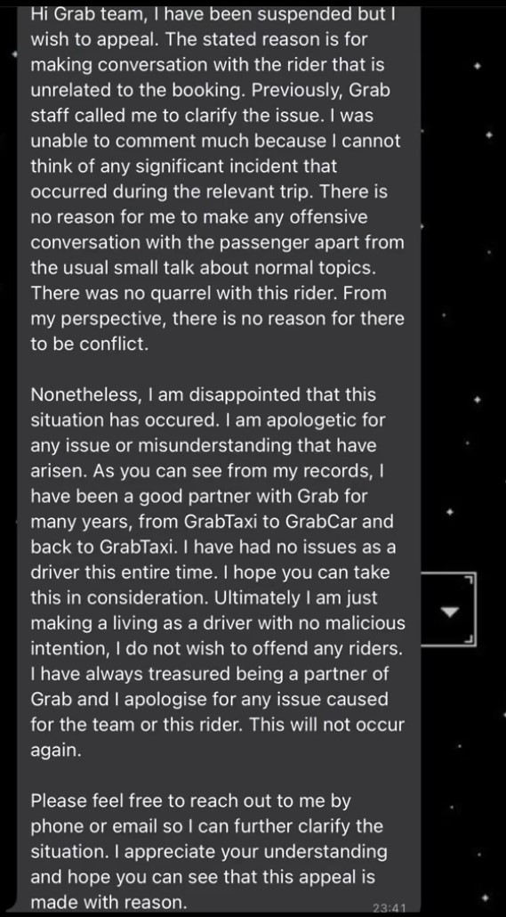 grab driver banned