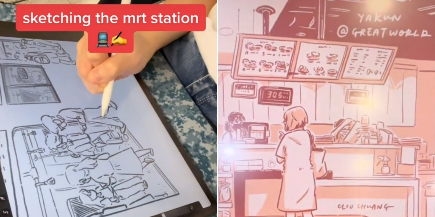 Illustrator Captures Everyday Scenes Of S'pore, TikTokers Love Cute Renditions Of MRT & Kopitiam