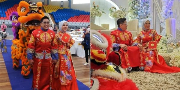 Muslim Couple In M'sia Celebrates Chinese Roots With Lion Dance & Traditional Clothing At Wedding