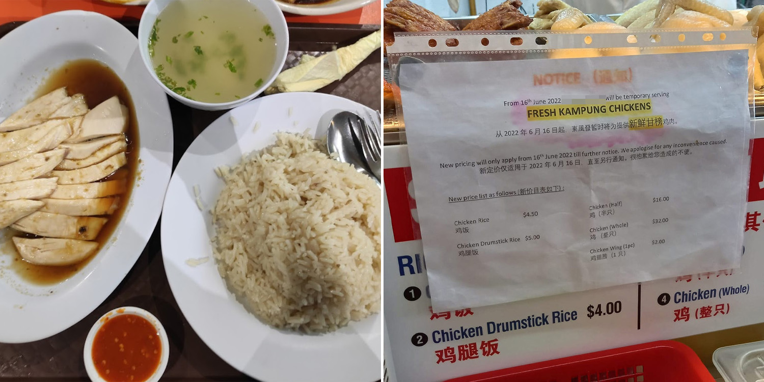 Customer Asked To Pay S$5.50 For S$4.50 Chicken Rice In Bedok As Kampung Chicken 'Is Expensive'