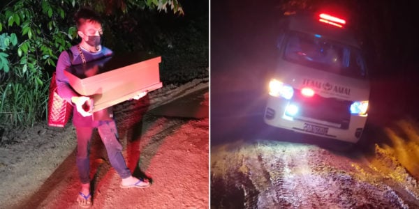M'sia Man Walks Home While Carrying Daughter's Casket After Van Gets Stuck In Poor Road Conditions