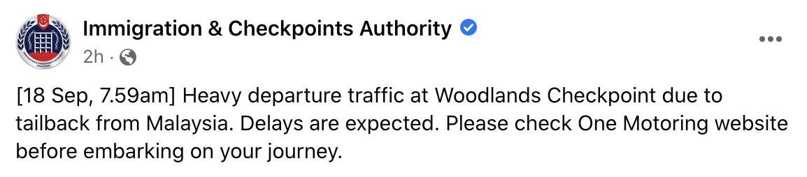 traffic woodlands checkpoint