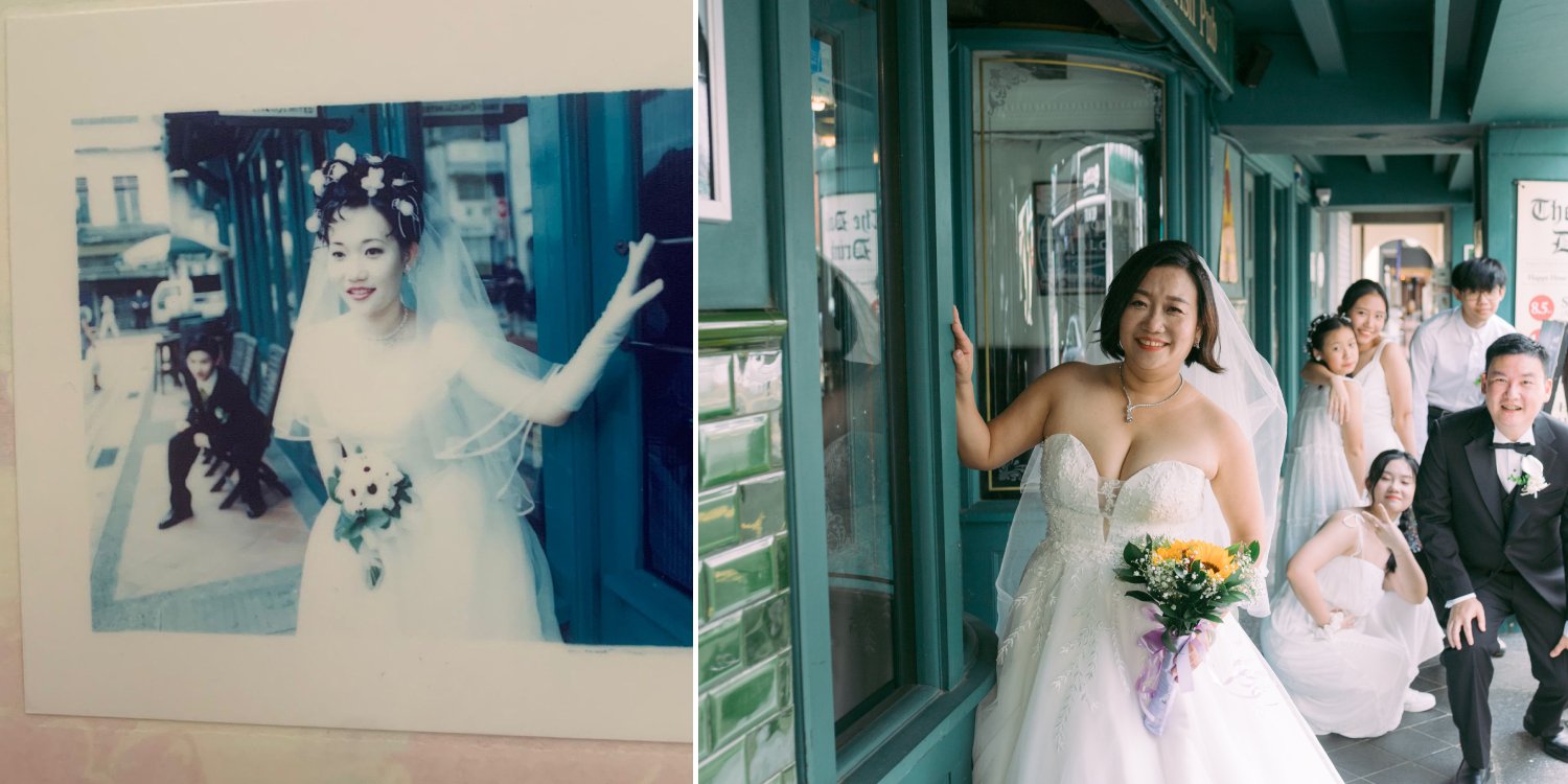 S'pore Couple Recreates Wedding Photos For 25th Anniversary, Both Are Each Other's First Love