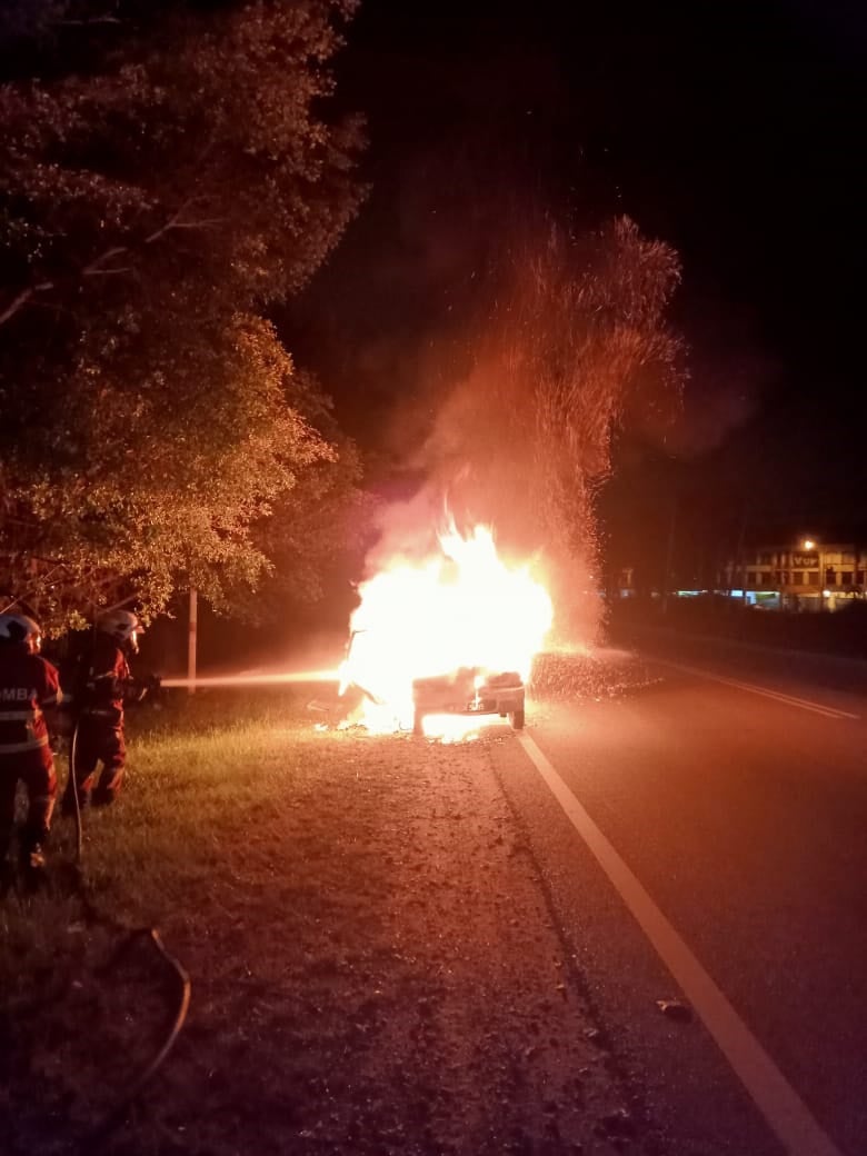 charred body burning car