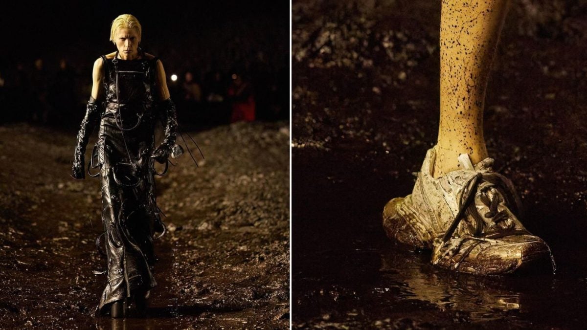 Balenciaga turns high art on its head by covering catwalk in mud