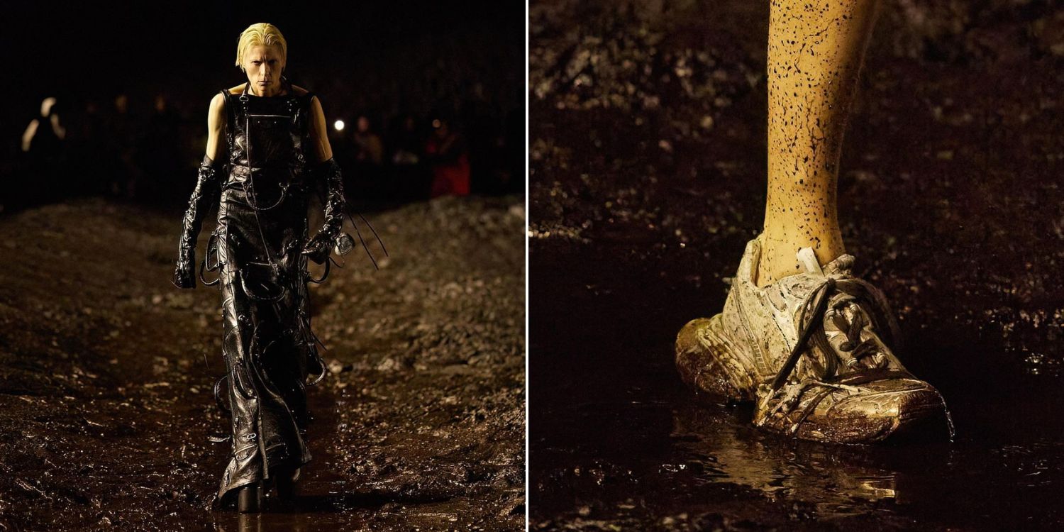 Kanye West Opened Balenciaga at Paris Fashion Week in a Pit of Mud