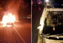 Charred Body Found Inside Burning Car On M'sia Road, Investigations Ongoing