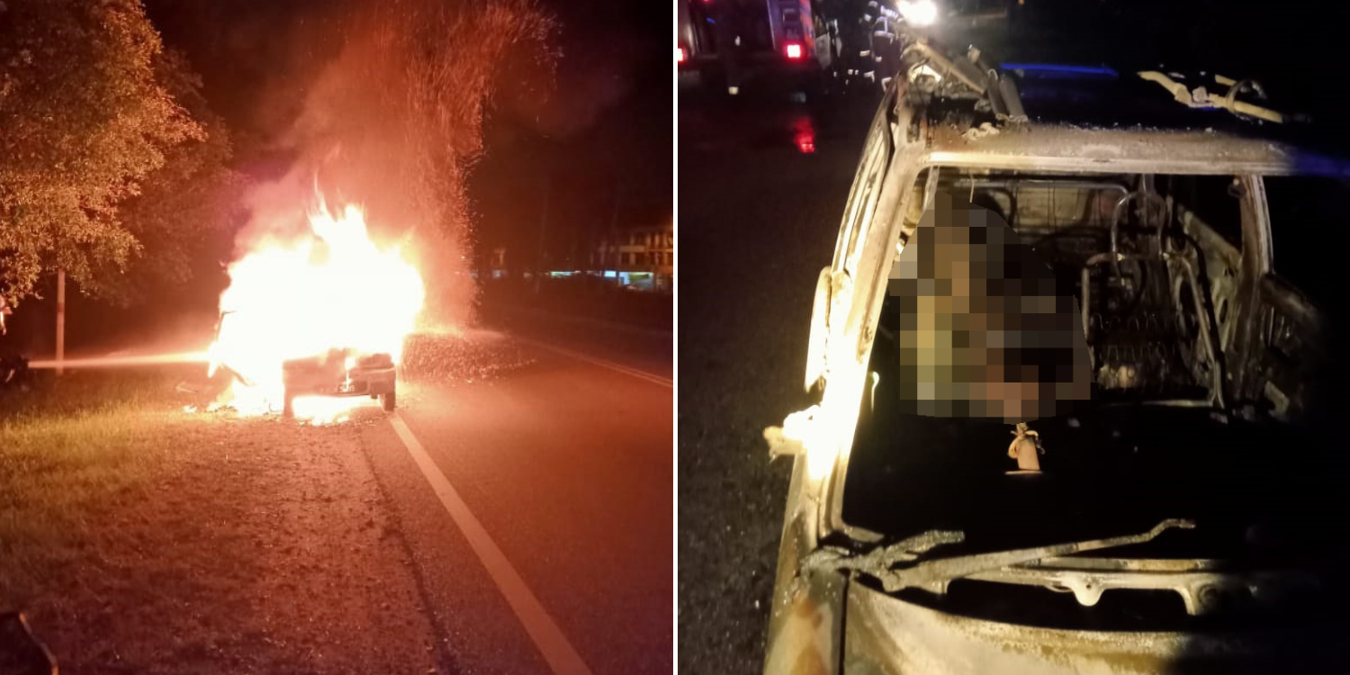 Charred Body Found Inside Burning Car On M'sia Road, Investigations Ongoing
