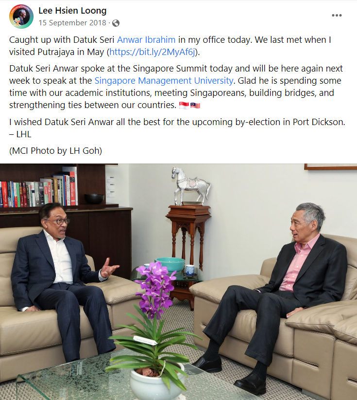 PM Lee congratulates Anwar