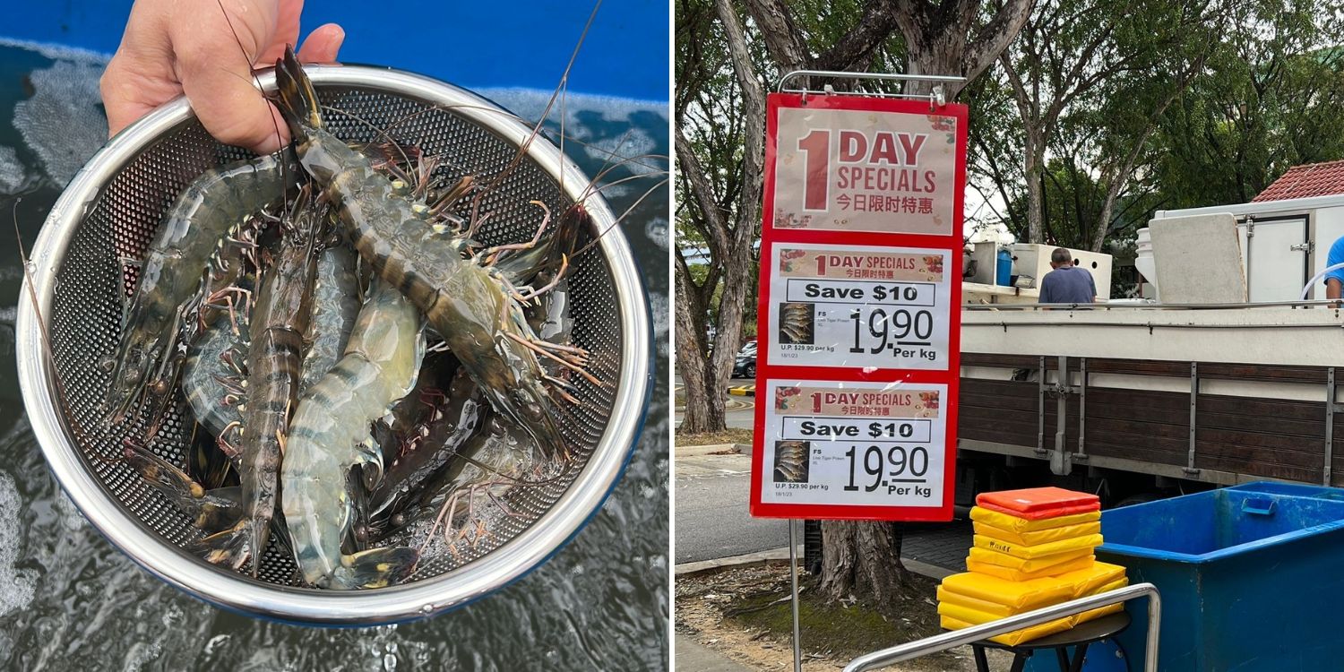 FairPrice Truck Sells Live Tiger Prawns At S$19.90/kg, Shop For CNY Reunion Dinner