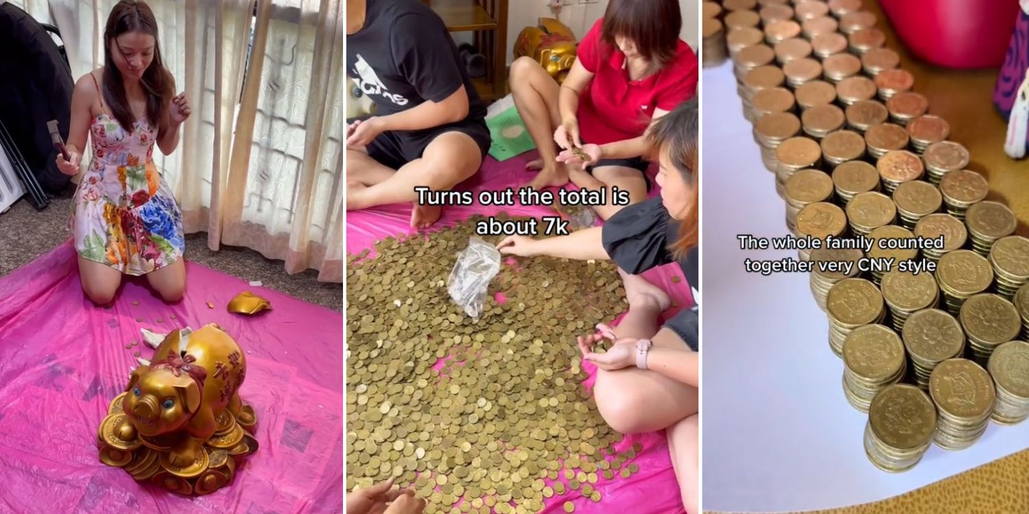 S'porean Woman Smashes 28-Year-Old Piggy Bank, Finds S$7K Worth Of S$1 Coins