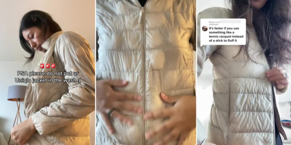 Woman's Uniqlo Jacket Gets Ruined In Washing Machine, She Fixes It With Tennis Racquet