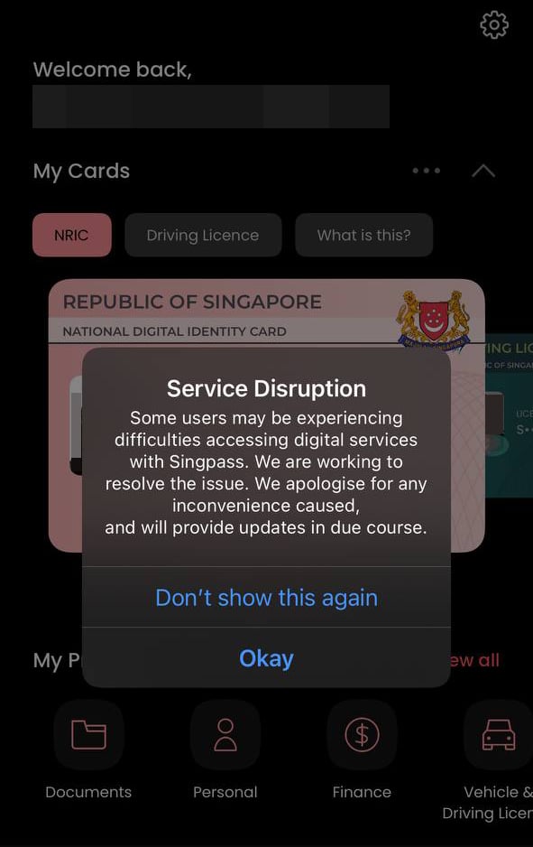 Singpass disruptions