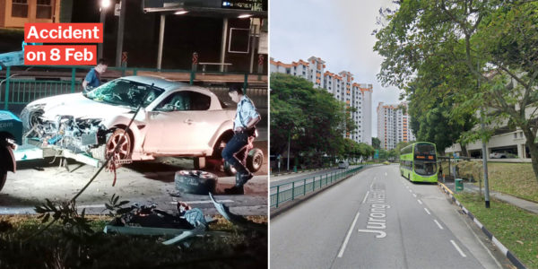 Driver Loses Control Of Car & Crashes Into Tree In Jurong West, Arrested For Drink-Driving