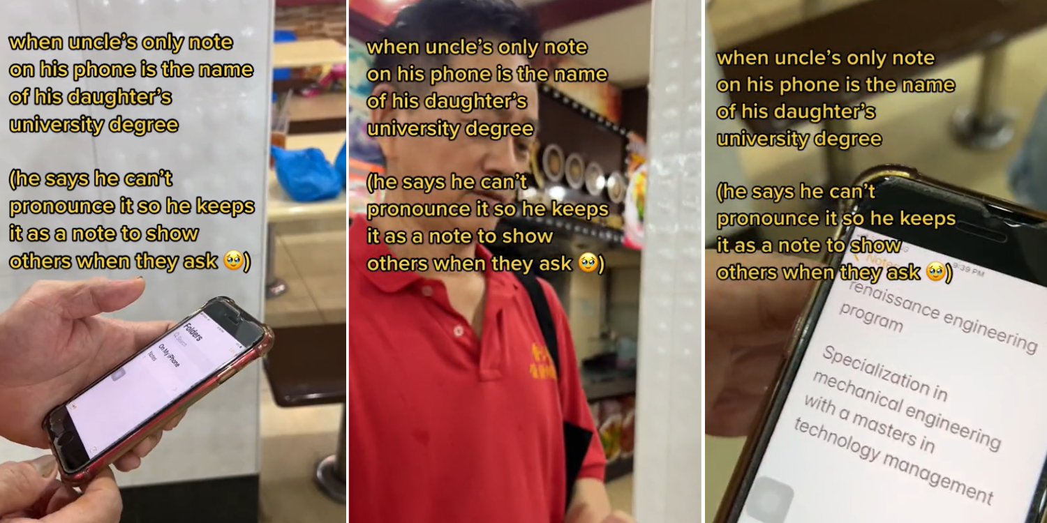 S'pore Hawker Keeps A Phone Note Of His Daughter's Uni Course Name, Fatherly Pride 'Awwws' Everyone